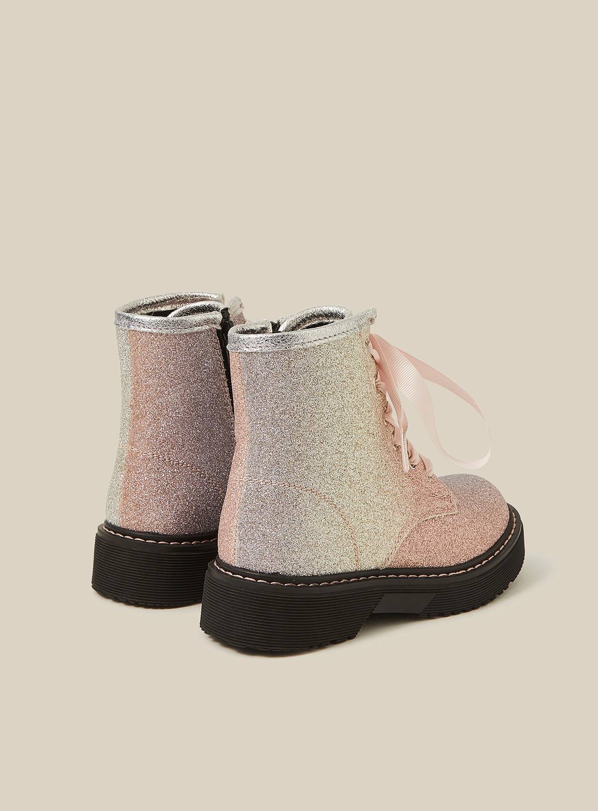 MONSOON Ombré Glitter Lace-Up Boots 10 Infant - Image 3